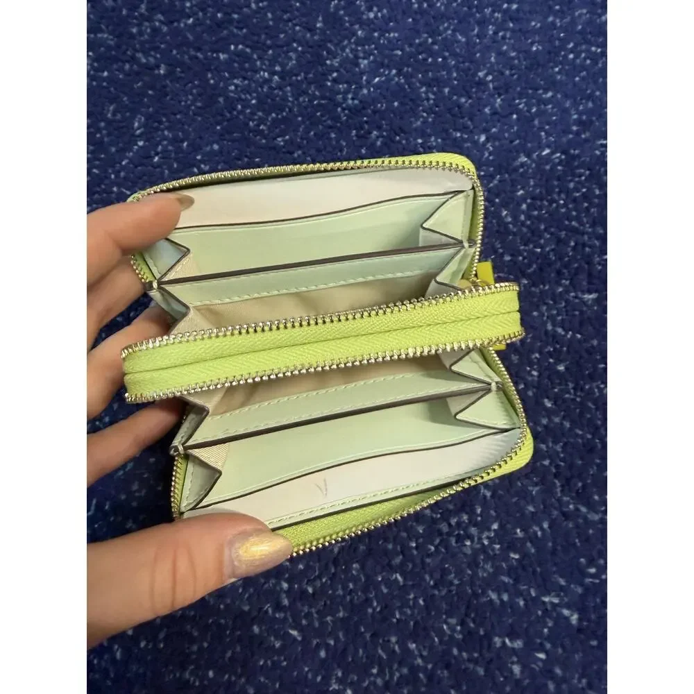 Tory Burch Wallet Womens One Size Green Blake Patent Leather Zip Card Case